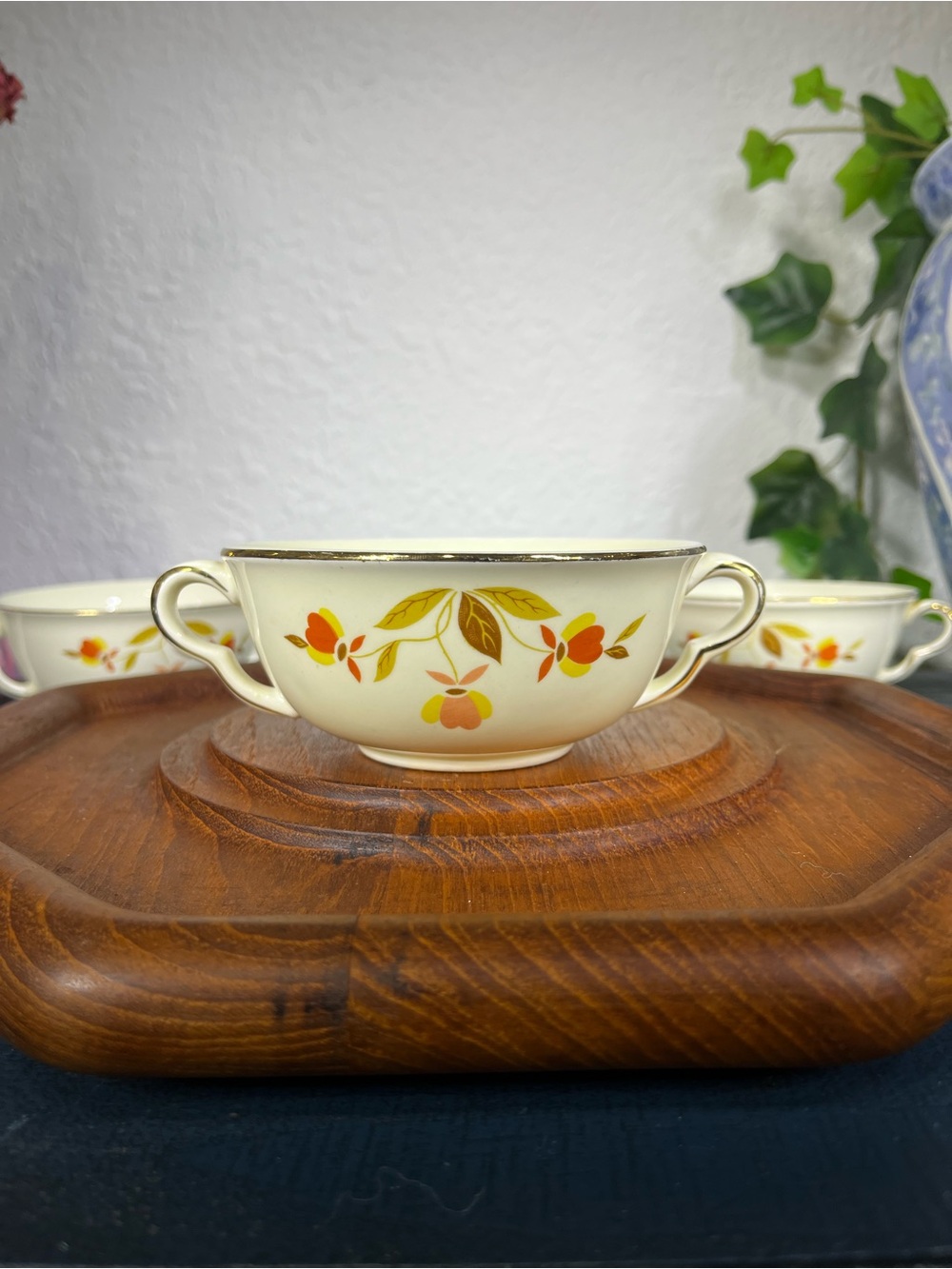 Vintage Superior Hall China Autumn Leaf Soup Bowls Replacement Set of 5